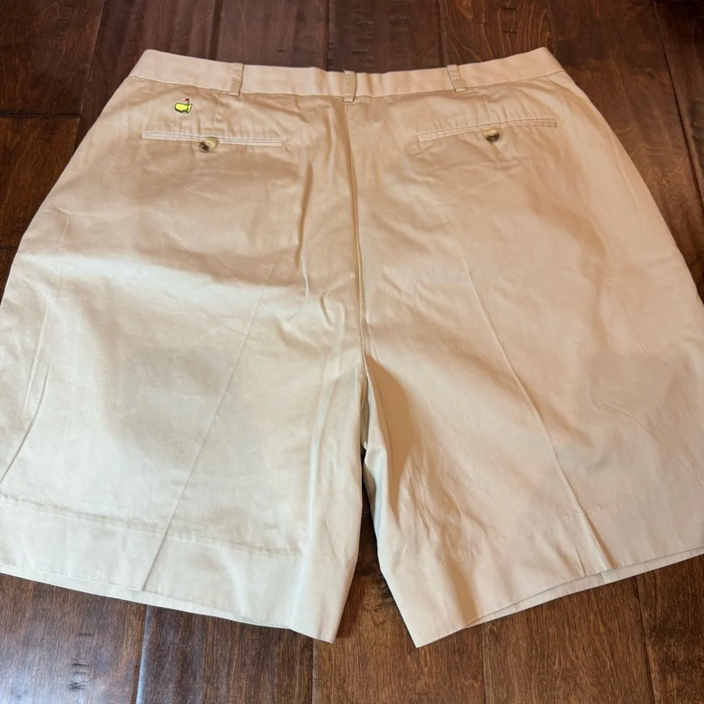 Masters Collection Flat Front Khaki Pleated Shorts size 38 Golf Preppy